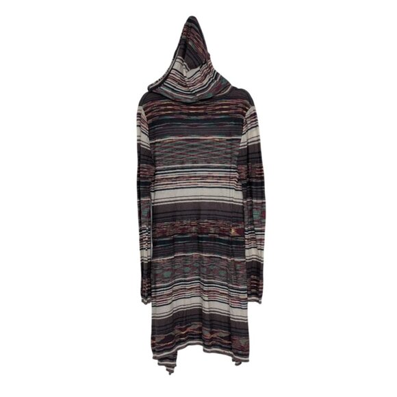 BKE Hooded Duster Cardigan Womens Size Medium Colorful Stripe Lightweight Boho - Picture 7 of 9
